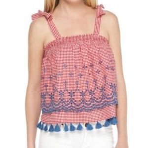 NWT Crown & Ivy ~ Tank Embroidery Tassels XS, L
